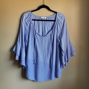 Como Blu Large Half Bell Sleeve Striped Top